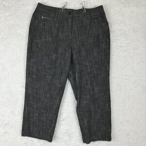 Larry Levine Womens Pants Crop Trouser Stretch Black Heather‎ Mid Rise 10